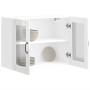 Armario de cocina de pared con puerta de cristal "Lucca", madera de ingeniería blanca brillante en Armarios de cocina | Comprar 