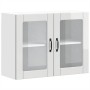 Armario de cocina de pared con puerta de cristal "Lucca", madera de ingeniería blanca brillante en Armarios de cocina | Comprar 