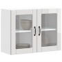 Armario de cocina de pared con puerta de cristal "Lucca", madera de ingeniería blanca brillante en Armarios de cocina | Comprar 