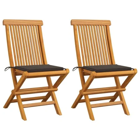 Sillas de jardín 2 uds con cojines gris taupe madera de teca de vidaXL, Sillas de jardín - Ref: Foro24-3062468, Precio: 147,1...