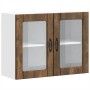 Armario de cocina de pared con puerta de cristal "Lucca" de, madera de ingeniería de roble ahumado en Armarios de cocina | Compr