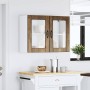 Armario de cocina de pared con puerta de cristal "Lucca" de, madera de ingeniería de roble ahumado en Armarios de cocina | Compr