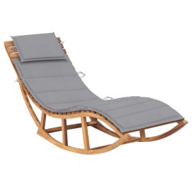 Tumbona mecedora con cojín madera maciza de teca de vidaXL, Tumbonas - Ref: Foro24-3063334, Precio: 364,33 €, Descuento: %