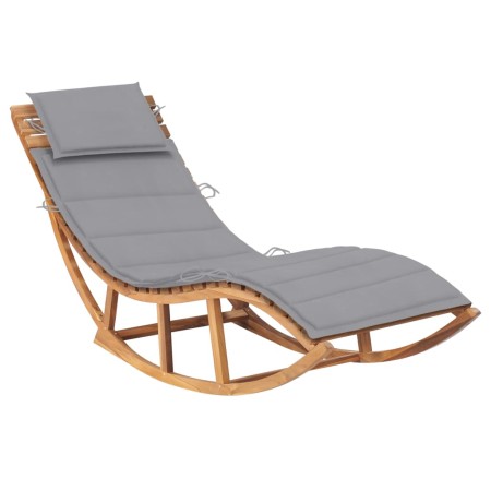 Tumbona mecedora con cojín madera maciza de teca de vidaXL, Tumbonas - Ref: Foro24-3063334, Precio: 364,33 €, Descuento: %