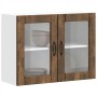 Armario de cocina de pared con puerta de cristal "Lucca" de, madera de ingeniería de roble ahumado en Armarios de cocina | Compr
