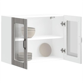 Armario de cocina de pared con puerta de cristal "Lucca" de, madera de ingeniería Sonoma gris en Armarios de cocina | Comprar on