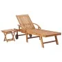Lounger with solid teak wood table and cushion by vidaXL, Loungers - Ref: Foro24-3063023, Price: 310,10 €, Discount: %