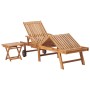 Tumbona con mesa y cojín madera maciza de teca de vidaXL, Tumbonas - Ref: Foro24-3063023, Precio: 299,23 €, Descuento: %