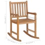 Silla mecedora de madera maciza de teca con cojín rojo de vidaXL, Sillas de jardín - Ref: Foro24-3062763, Precio: 187,72 €, D...