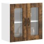 Armario de cocina de pared con puerta de cristal "Lucca" de, madera de ingeniería de roble ahumado en Armarios de cocina | Compr