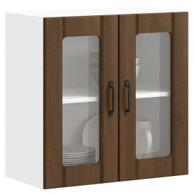 Armario pared cocina puerta de cristal Lucca roble marrón en Armarios de cocina | Comprar online en Foru.es