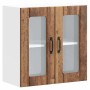 Armario de cocina de pared con puerta de cristal "Lucca" de, madera de ingeniería envejecida en Armarios de cocina | Comprar onl