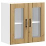 Armario de cocina de pared con puerta de cristal "Lucca" de, roble artesanal, madera de ingeniería en Armarios de cocina | Compr