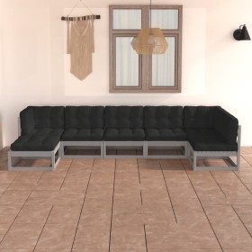 Juego de muebles de jardín 7 pzas y cojines madera maciza pino en Conjuntos de jardín | Comprar online en Foru.es