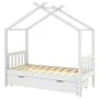Estructura cama niños con cajón madera pino blanco 80x160 cm de vidaXL, Cunas y camas para niños - Ref: Foro24-322149, Precio...