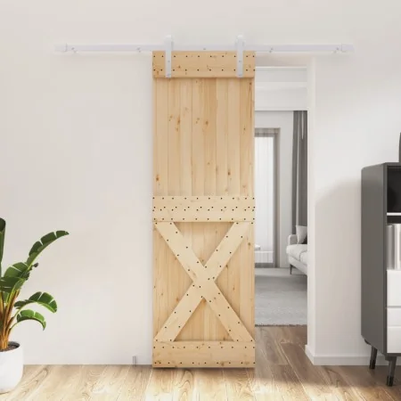 Puerta corredera con herrajes madera maciza de pino 70x210 cm de vidaXL, Puertas - Ref: Foro24-3203038, Precio: 174,03 €, Des...