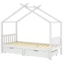 Estructura cama niños y cajones madera maciza blanca 90x200 cm de vidaXL, Cunas y camas para niños - Ref: Foro24-322150, Prec...