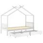 Estructura cama niños y cajones madera maciza blanca 90x200 cm de vidaXL, Cunas y camas para niños - Ref: Foro24-322150, Prec...