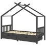 Estructura de cama infantil y cajones madera pino gris 90x200cm de vidaXL, Cunas y camas para niños - Ref: Foro24-322153, Pre...