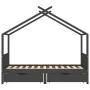 Estructura de cama infantil y cajones madera pino gris 90x200cm de vidaXL, Cunas y camas para niños - Ref: Foro24-322153, Pre...