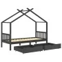 Estructura de cama infantil y cajones madera pino gris 90x200cm de vidaXL, Cunas y camas para niños - Ref: Foro24-322153, Pre...