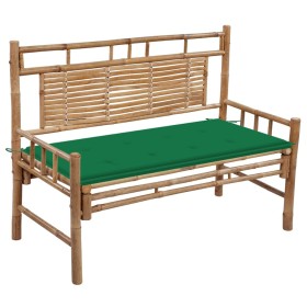 Banco de jardín con cojín bambú 120 cm de vidaXL, Bancos de jardín - Ref: Foro24-3063881, Precio: 149,33 €, Descuento: %