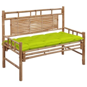 Banco de jardín con cojín bambú 120 cm de vidaXL, Bancos de jardín - Ref: Foro24-3063902, Precio: 150,73 €, Descuento: %