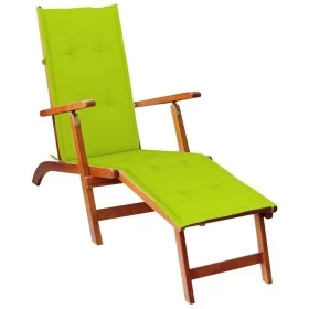 Tumbona de jardín con reposapiés y cojín madera maciza acacia de vidaXL, Tumbonas - Ref: Foro24-3064025, Precio: 145,12 €, De...