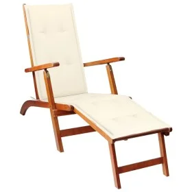 Tumbona de jardín con reposapiés y cojín madera maciza acacia de vidaXL, Tumbonas - Ref: Foro24-3064016, Precio: 136,55 €, De...