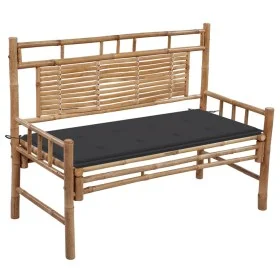 Banco de jardín con cojín bambú 120 cm de vidaXL, Bancos de jardín - Ref: Foro24-3063876, Precio: 134,23 €, Descuento: %