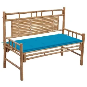 Banco de jardín con cojín bambú 120 cm de vidaXL, Bancos de jardín - Ref: Foro24-3063880, Precio: 130,14 €, Descuento: %