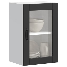 Armario de pared para cocina con puerta de cristal Porto negro en Armarios de cocina | Comprar online en Foru.es