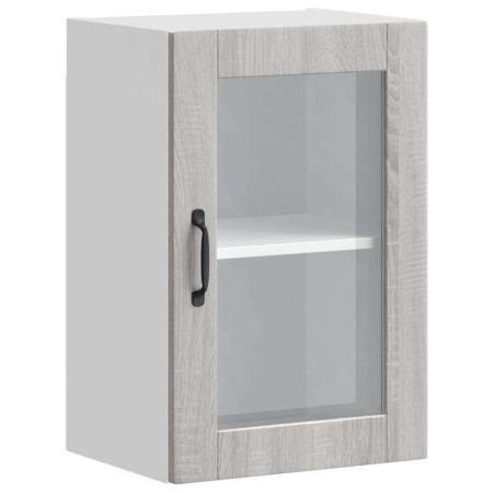 Armario de pared para cocina puerta cristal Porto gris sonoma en Armarios de cocina | Comprar online en Foru.es