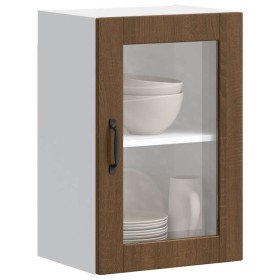 Armario de pared para cocina puerta cristal Porto roble marrón en Armarios de cocina | Comprar online en Foru.es
