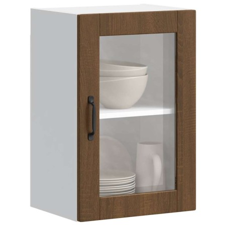 Armario de pared para cocina puerta cristal Porto roble marrón en Armarios de cocina | Comprar online en Foru.es