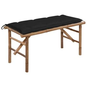 Banco de jardín plegable con cojín bambú 118 cm de vidaXL, Bancos de jardín - Ref: Foro24-3063871, Precio: 96,49 €, Descuento: %
