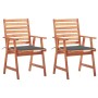 Sillas comedor de jardín y cojines 2 uds madera maciza acacia de vidaXL, Sillas de jardín - Ref: Foro24-3064320, Precio: 165,...