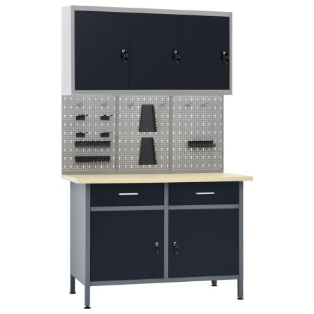 Banco de trabajo con tres paneles de pared y un armario de vidaXL, Mesas de trabajo - Ref: Foro24-3053438, Precio: 495,94 €, ...
