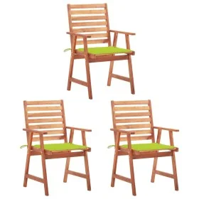 Sillas comedor de jardín 3 uds madera maciza acacia y cojines de vidaXL, Sillas de jardín - Ref: Foro24-3064358, Precio: 206,...