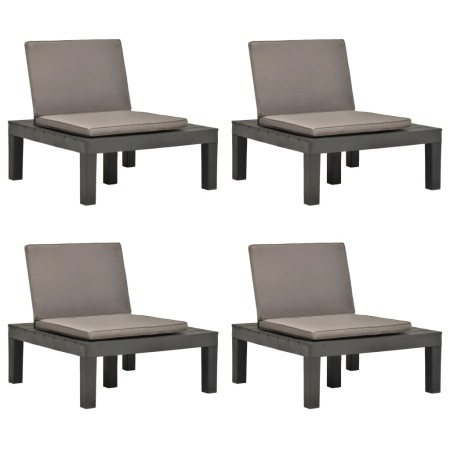 Tumbonas jardín con cojines 4 unidades plástico gris antracita de vidaXL, Sillas de jardín - Ref: Foro24-3054427, Precio: 341...