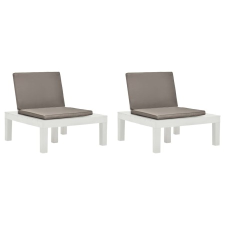 Tumbonas de jardín con cojines 2 unidades plástico blanco de vidaXL, Sillas de jardín - Ref: Foro24-3054424, Precio: 172,07 €...
