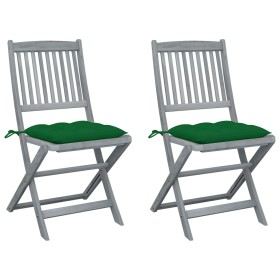 Sillas de jardín plegables 2 uds cojines madera maciza acacia de vidaXL, Sillas de jardín - Ref: Foro24-3064556, Precio: 142,...