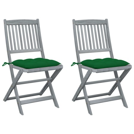 Sillas de jardín plegables 2 uds cojines madera maciza acacia de vidaXL, Sillas de jardín - Ref: Foro24-3064556, Precio: 142,...