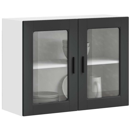 Armario de pared para cocina con puerta de cristal Porto negro en Armarios de cocina | Comprar online en Foru.es