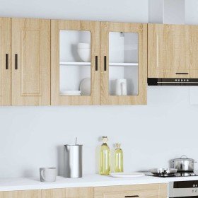 Armario de pared para cocina puerta cristal Porto roble sonoma en Armarios de cocina | Comprar online en Foru.es