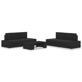 Juego de muebles de jardín 5 piezas ratán sintético negro de vidaXL, Conjuntos de jardín - Ref: Foro24-3054575, Precio: 403,5...