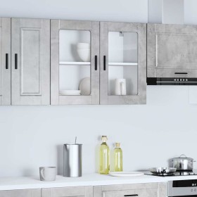 Armario de pared para cocina puerta cristal Porto gris hormigón en Armarios de cocina | Comprar online en Foru.es