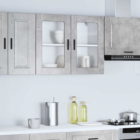 Armario de pared para cocina puerta cristal Porto gris hormigón en Armarios de cocina | Comprar online en Foru.es