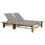 Tumbona con cojines para 2 personas bambú de vidaXL, Tumbonas - Ref: Foro24-3063946, Precio: 357,42 €, Descuento: %