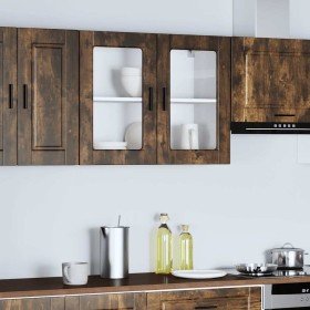 Armario de pared para cocina puerta cristal Porto roble ahumado en Armarios de cocina | Comprar online en Foru.es